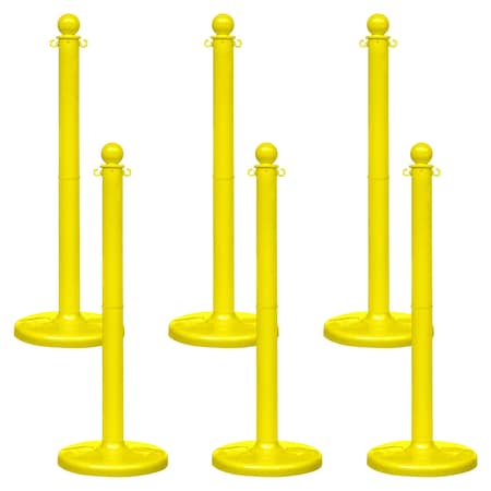 Mr. Chain Yellow Medium Duty Stowable Stanchion, 6PK 93702-6